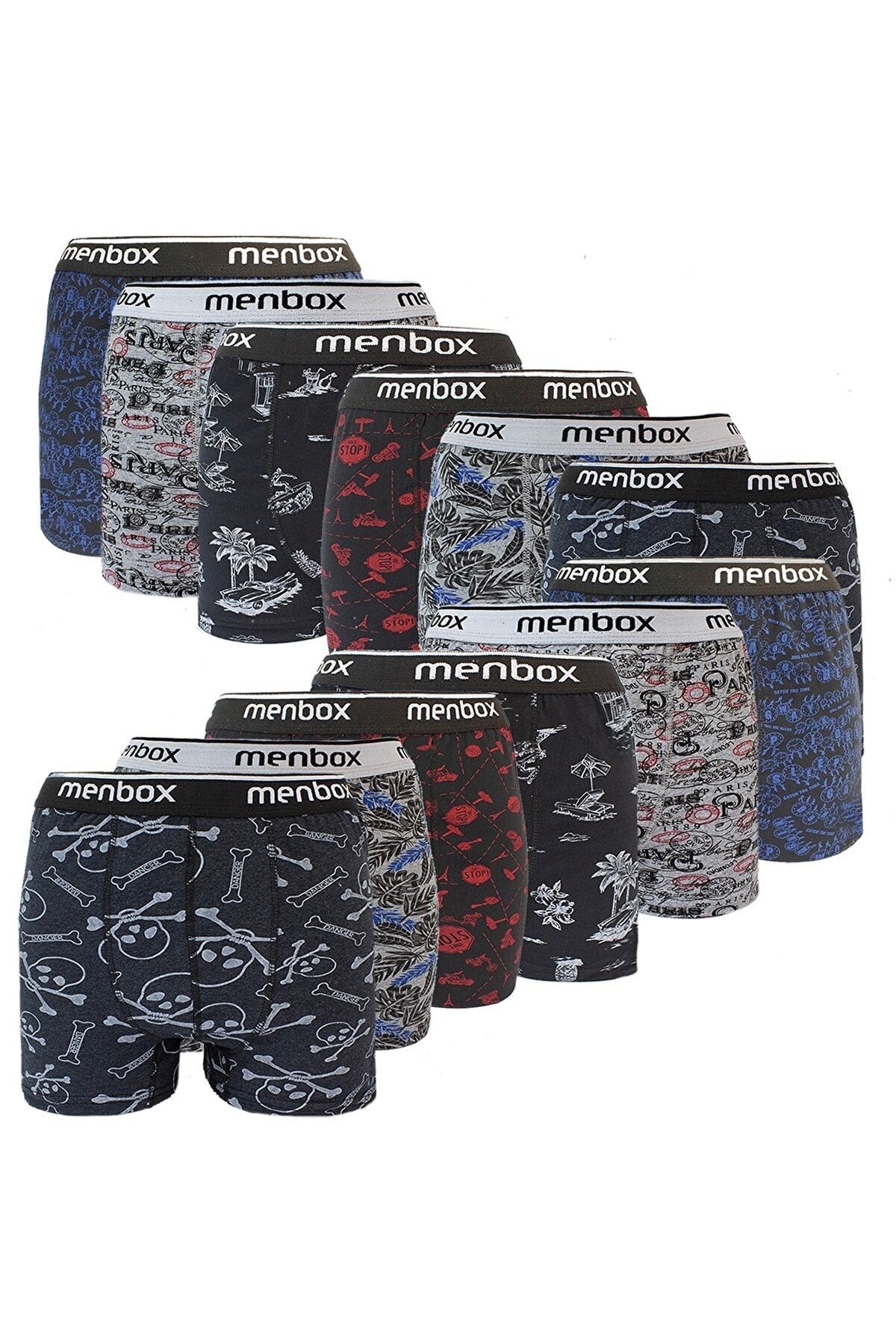 12 Pcs Patterned Lycra Classic Men'S Boxer