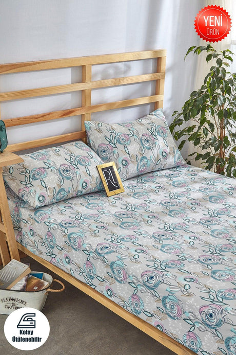 Rose Garden Elastic Bed Sheet Set Cotton-Pillow Cover Single-Double-Duvet Cover - Swordslife