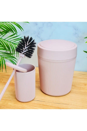 Bathroom Dustbin Wc Toilet Brush Acrylic Set of 2 Pink - Swordslife