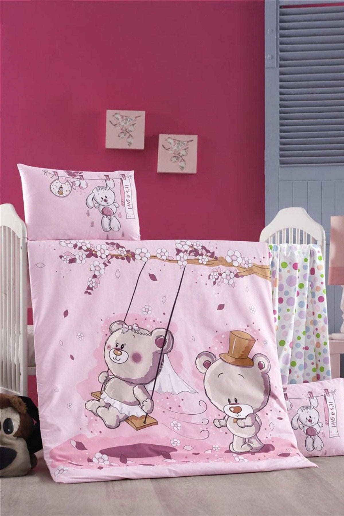 Victoria Baby Girl Duvet Cover Set 100X150 Pink Dream With Pvc Box