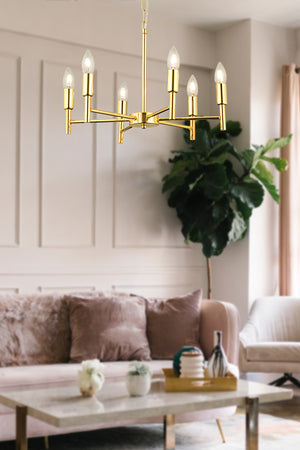 Vaneo 6-Piece Gold Modern Young Room Kitchen Living Room Chandelier
