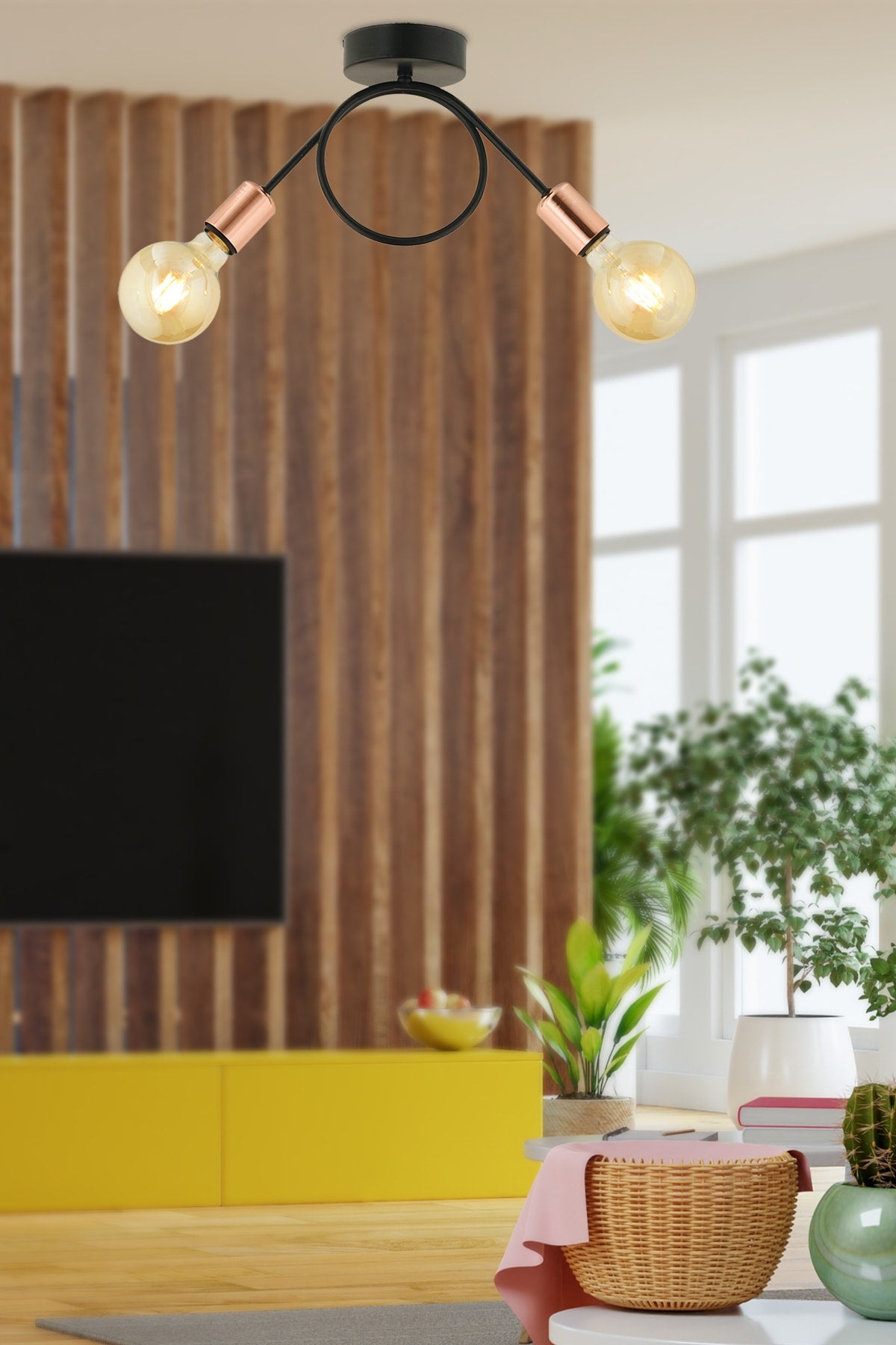 Zeyrek 2 Piece Copper Pendant Lamp Modern Sports Young Room Living Room Chandelier