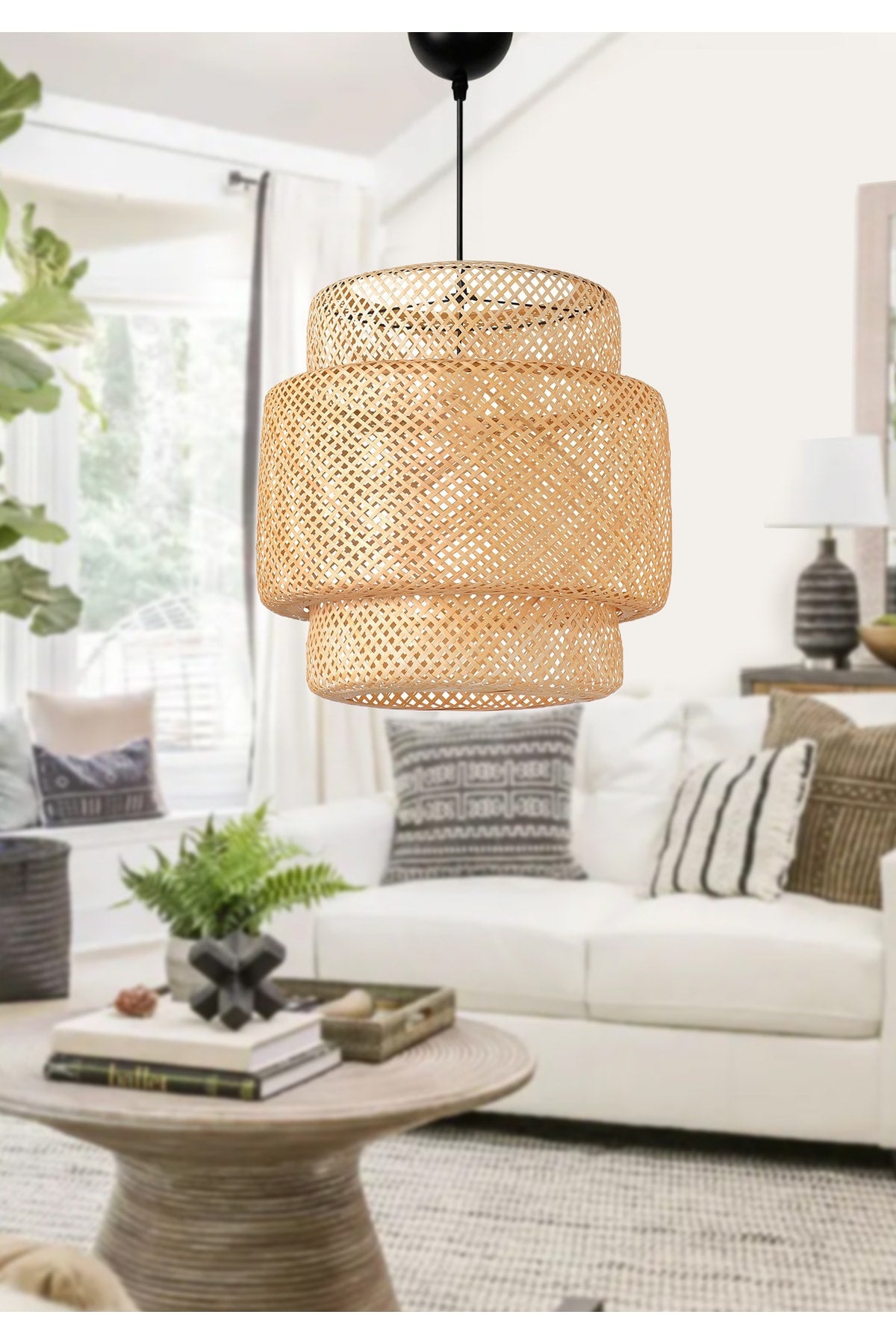 Exclusive Evora Wicker Bohemian Bamboo Pendant Lamp Ayd-3564