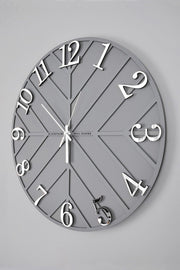 - Diagonal Lines - Gray & Silver - 50cm Wall Clock - Swordslife