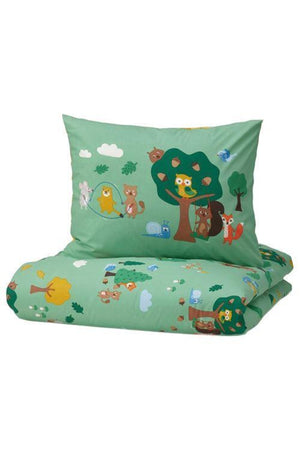 Single Double Sided Kids Duvet Cover Set Animals Jungle Themed Green-Yellow 150