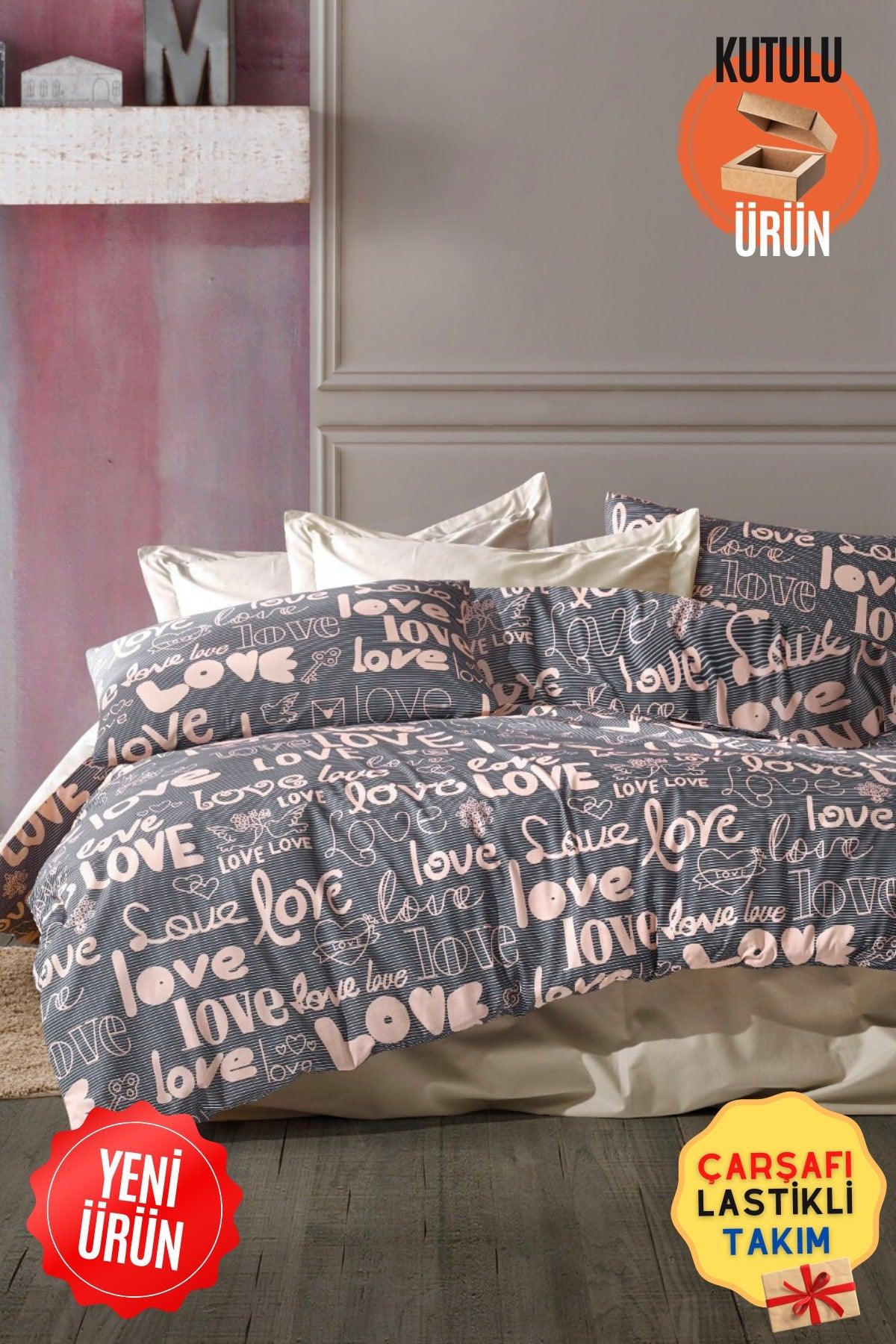 Love Printed 4-Piece Elastic Bed Sheet Single (100X200 CM) Duvet Cover Set - Swordslife