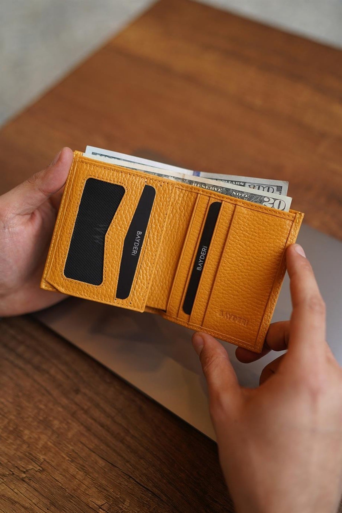 Lisande Genuine Leather Kibar Men'S Wallet Yellow