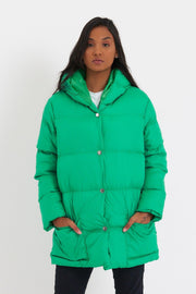 Women's Monica Nomal Cut Long Front Button Filled Waterproof Fabric Hooded Coat Tbg094 - Swordslife