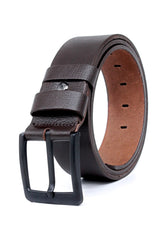 Genuine Buffalo Leather Brown Buckle Men's Denim Belt 4.5 Cm