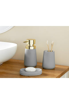3-piece bathroom and kitchen set in gray soft-touch material