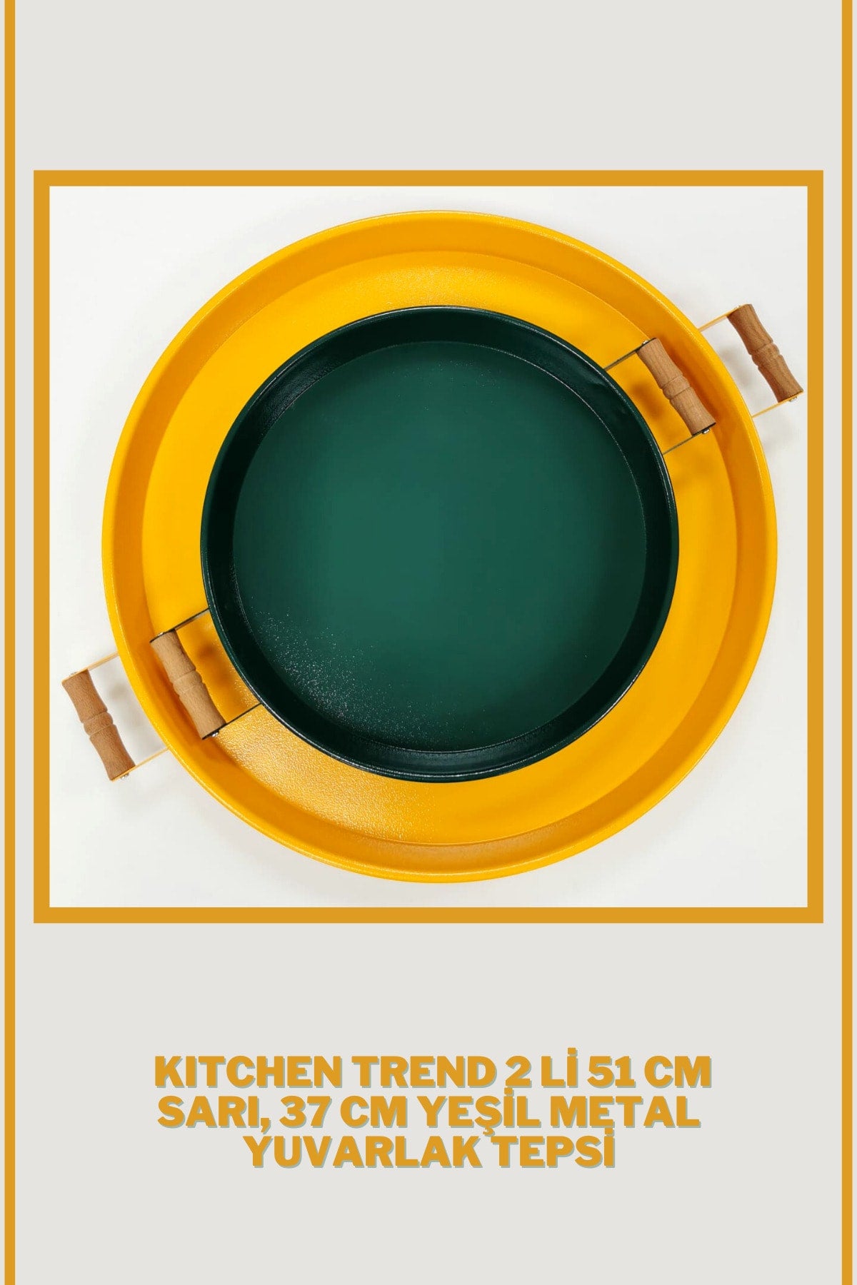 51 Cm Yellow 37 Cm Green 2 Liter Metal Round Tray Presentation Tray Tea Coffee Tray