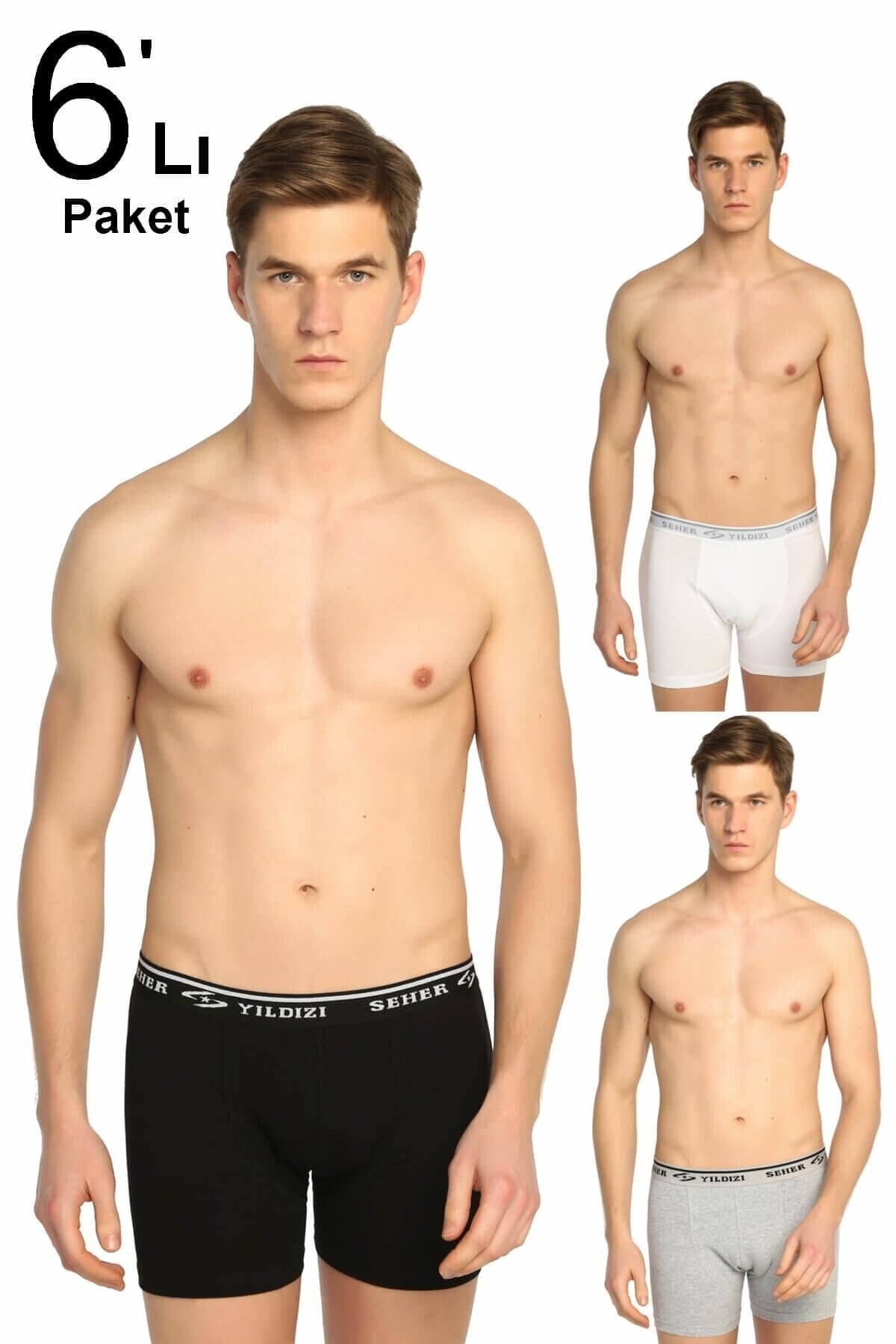 Men'S Mixed Color 6 Pack Lycra Boxer Elf568S0060Ccm6 0060