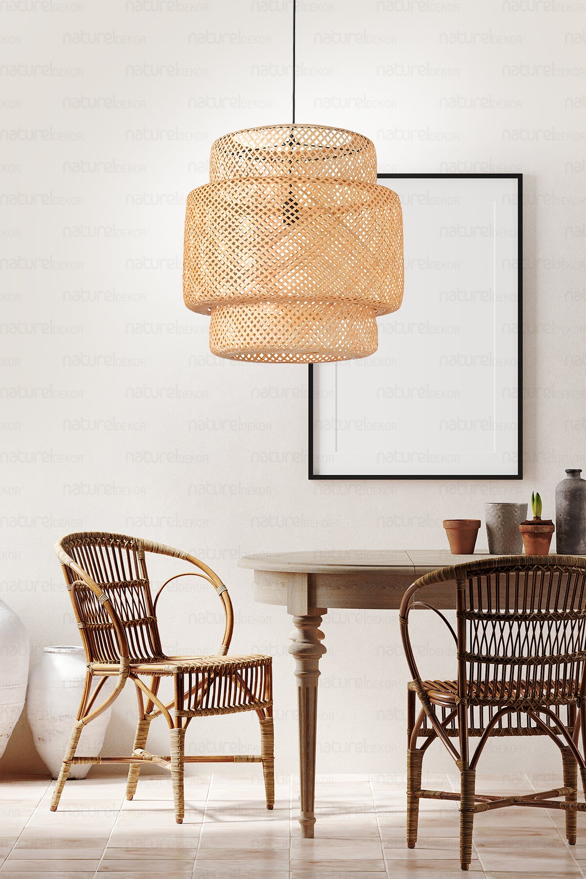 Sinnerlig Bamboo Chandelier 50Cm- Scandinavian, Modern, Bohemian, Rattan Chandelier, Lighting