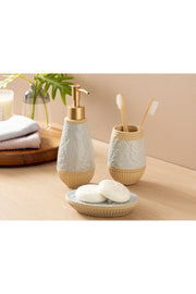 Royal 3 Pcs Bathroom Set 8x8x20+7x7x10+14x10x3 Cm Gray - Swordslife