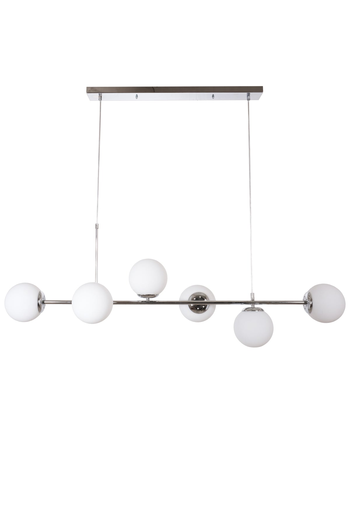 Simao Modern Design Chrome Color White Glass Living Room - Dining Table Top - Kitchen 6-Piece Chandelier