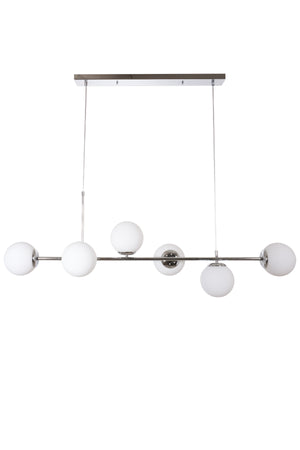 Simao Modern Design Chrome Color White Glass Living Room - Dining Table Top - Kitchen 6-Piece Chandelier