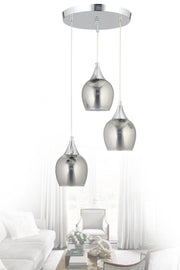 Sante 3-teilig Chrom Rauchglas Modern Pendelleuchte Kronleuchter Wohnzimmer Küche Zimmer Flur Kronleuchter