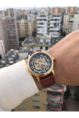 Sewor Watch Automatic Movement Leather Band Wristwatch