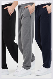 Black-Anthracite-Navy Blue Men'S Straight Leg Comfort Cut 3-Pack Sweatpants