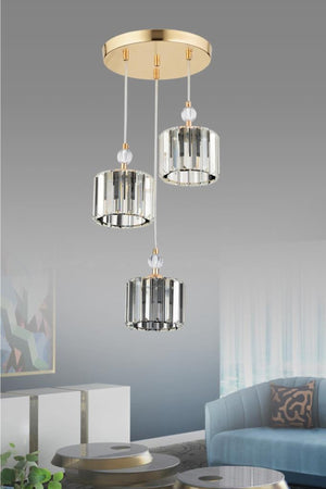 Maya 3-Piece Gold Y-10 Crystal Stone Chandelier