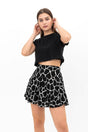 Summer Mini Short Shorts Skirt Soft Woven Viscose Printed High Waist, Elastic Back Waist - Swordslife