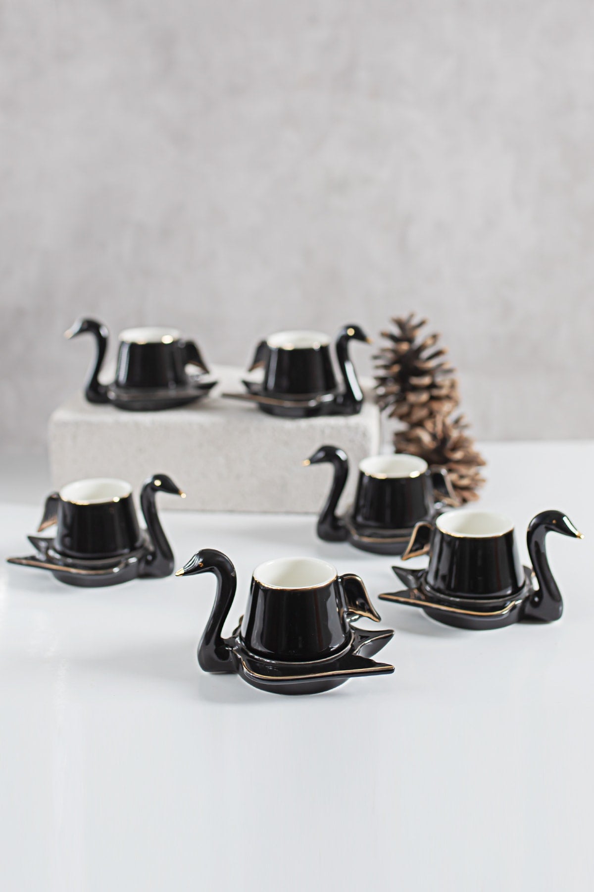 Swan 12 Piece Coffee Cup Set For 6 People Black 70 Cc