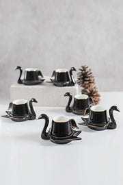 Swan 12 Piece Coffee Cup Set For 6 People Black 70 Cc