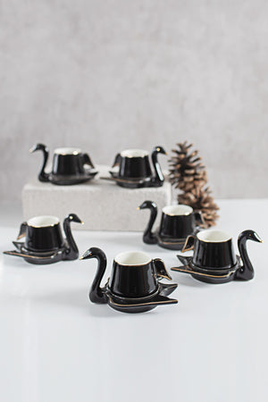 Swan 12 Piece Coffee Cup Set For 6 People Black 70 Cc