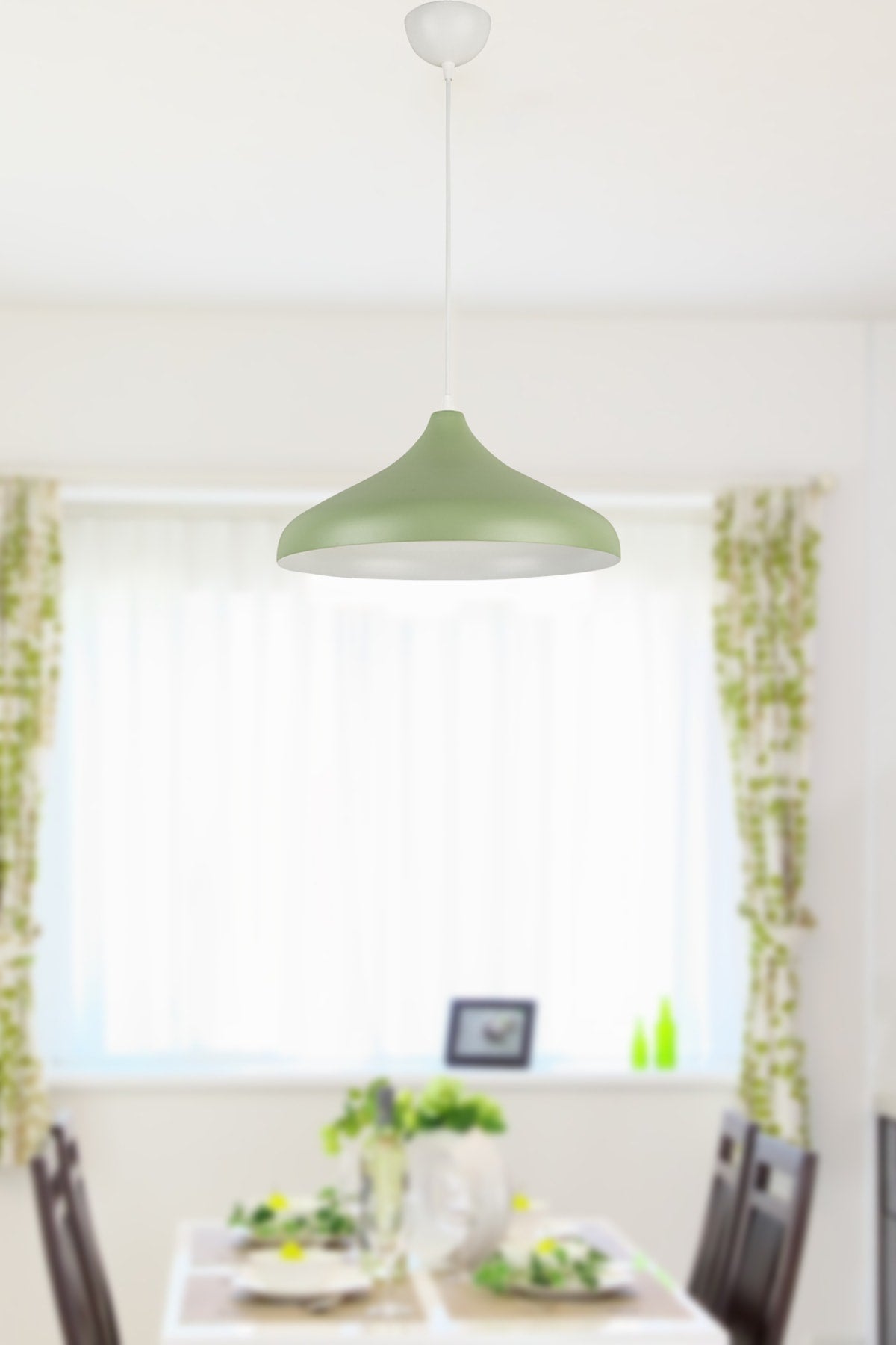 Nil Special Design Modern Decorative Cafe Kitchen Living Room Green Interior White Pendant Lamp Single Chandelier
