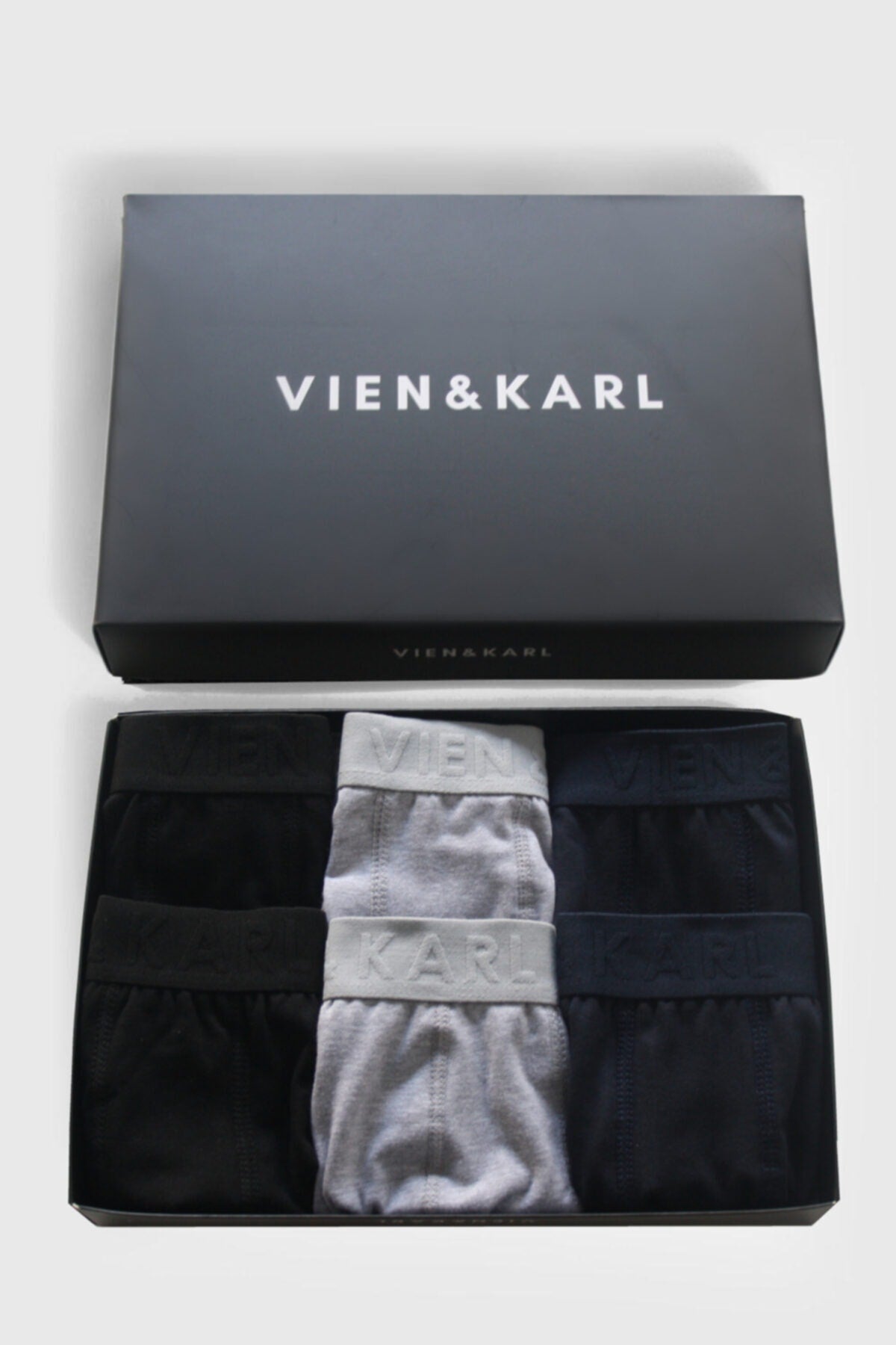 Men's Black Gray Navy 6 Pack Boxer Shorts With Plain Lycra