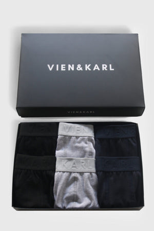 Men's Black Gray Navy 6 Pack Boxer Shorts With Plain Lycra