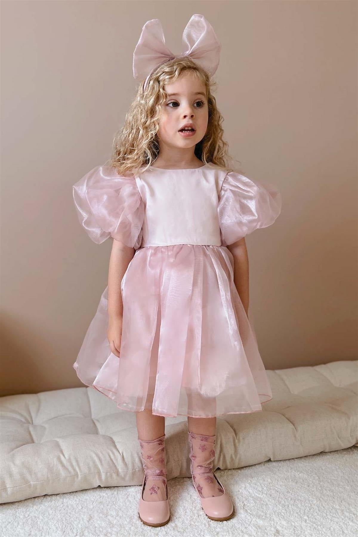 Powder Crowned Organza Girl's Party Dress - Carlene