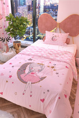 Moon Girl Powder Double Sided Kids Duvet Cover Set Polycotton