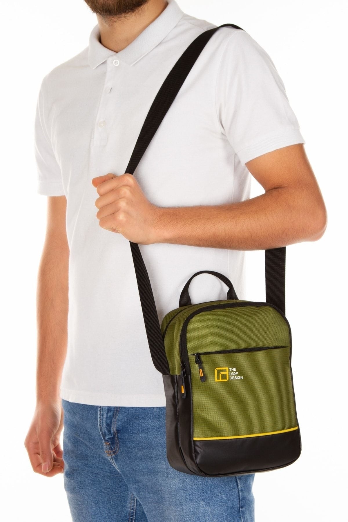 Unisex Khaki 6 Compartments Adjustable Long Strap Waterproof Portfolio Bag Cross Hand And Shoulder Bag