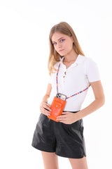 Orange Color Colorful Shoulder Strap Cell Phone Bag Card Holder