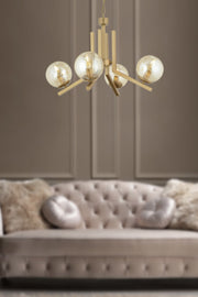 Kronleuchter Mikel, 4-teilig, antik, bemalt, Honigglas, modern, für junges Zimmer, Schlafzimmer, Wohnzimmer