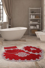 Aplique Lux Claret Red 3-Piece French Lace Bathroom Carpet Dowry Closet Set Mat Set - Swordslife