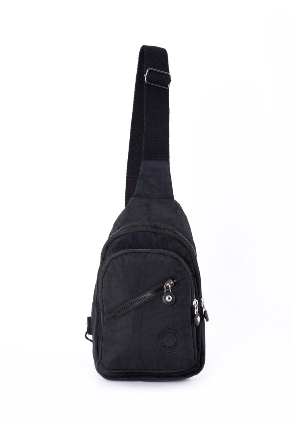 Schwarze Canvas-Umhängetasche für Damen