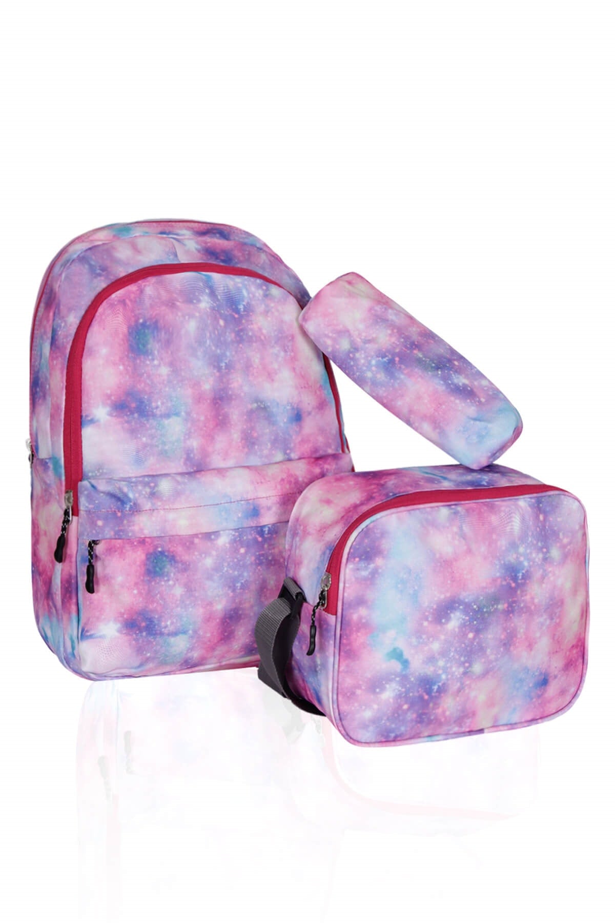 Pink Batik Patterned Triple Primary School Bag Set