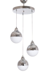 Rima Modern Retro Rustic Chrome Opal White Glass Pendant Lamp Living Room - Kitchen - Bedroom 3-Piece Chandelier