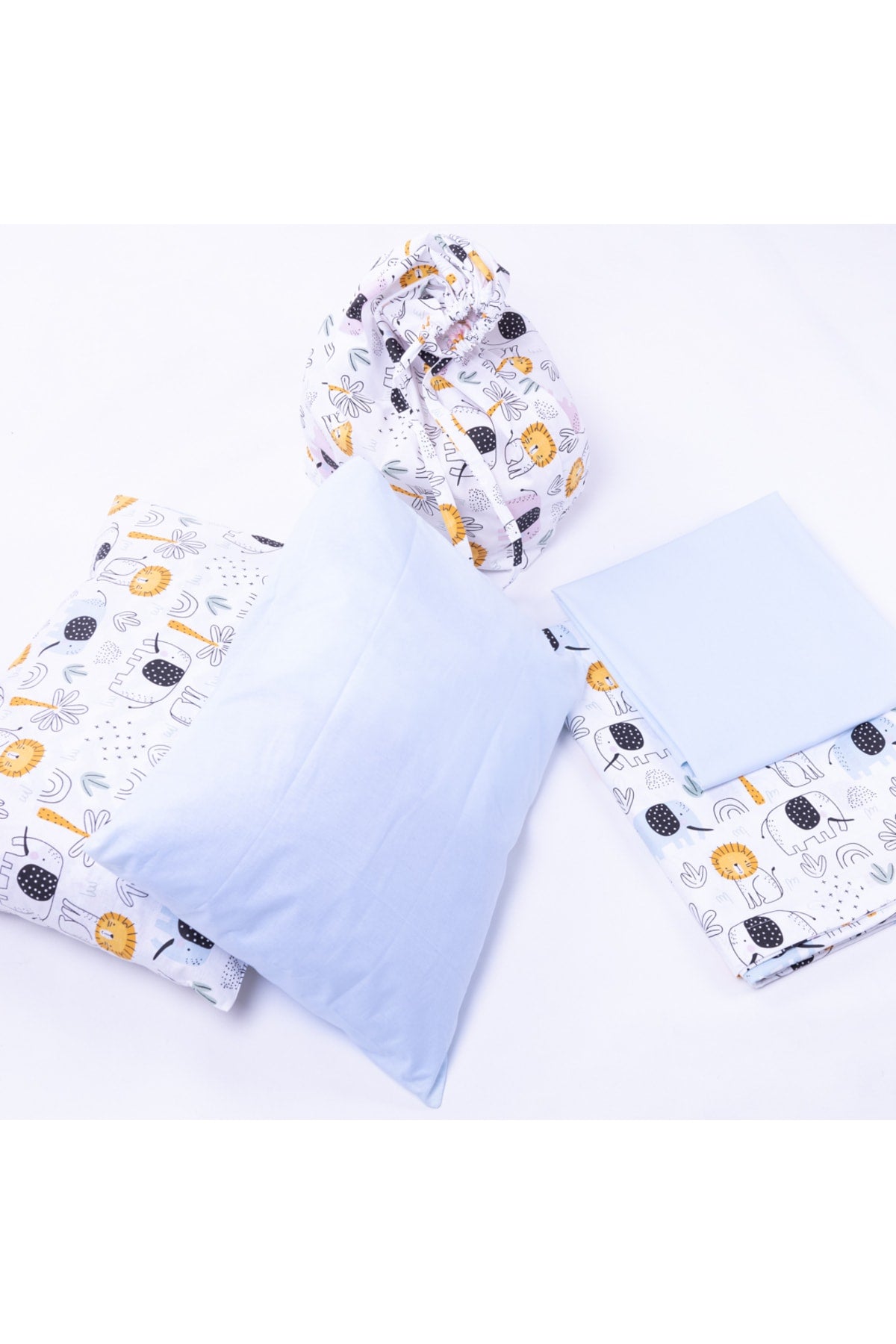 5-teiliges Babybettwäscheset aus Bio-Baumwolle (2 Kissenbezüge, 1 Bettbezug, 1 Bettlaken, 1 schmutziges Handtuch