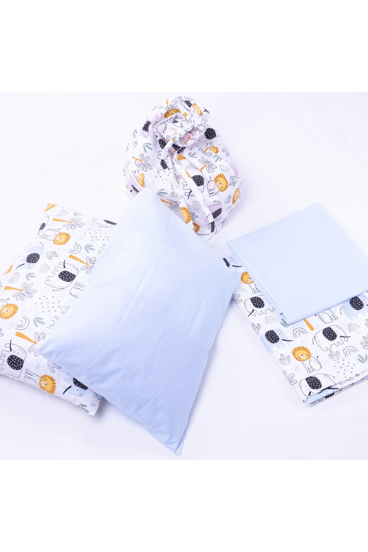 Organic cotton 5-piece baby bedding set (2 pillowcases, 1 duvet cover, 1 bed sheet, 1 soiled towel