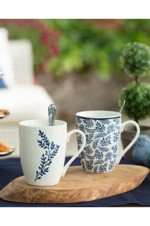 Maena Rotin Set Of 2 Mugs - Blue - 300 Ml