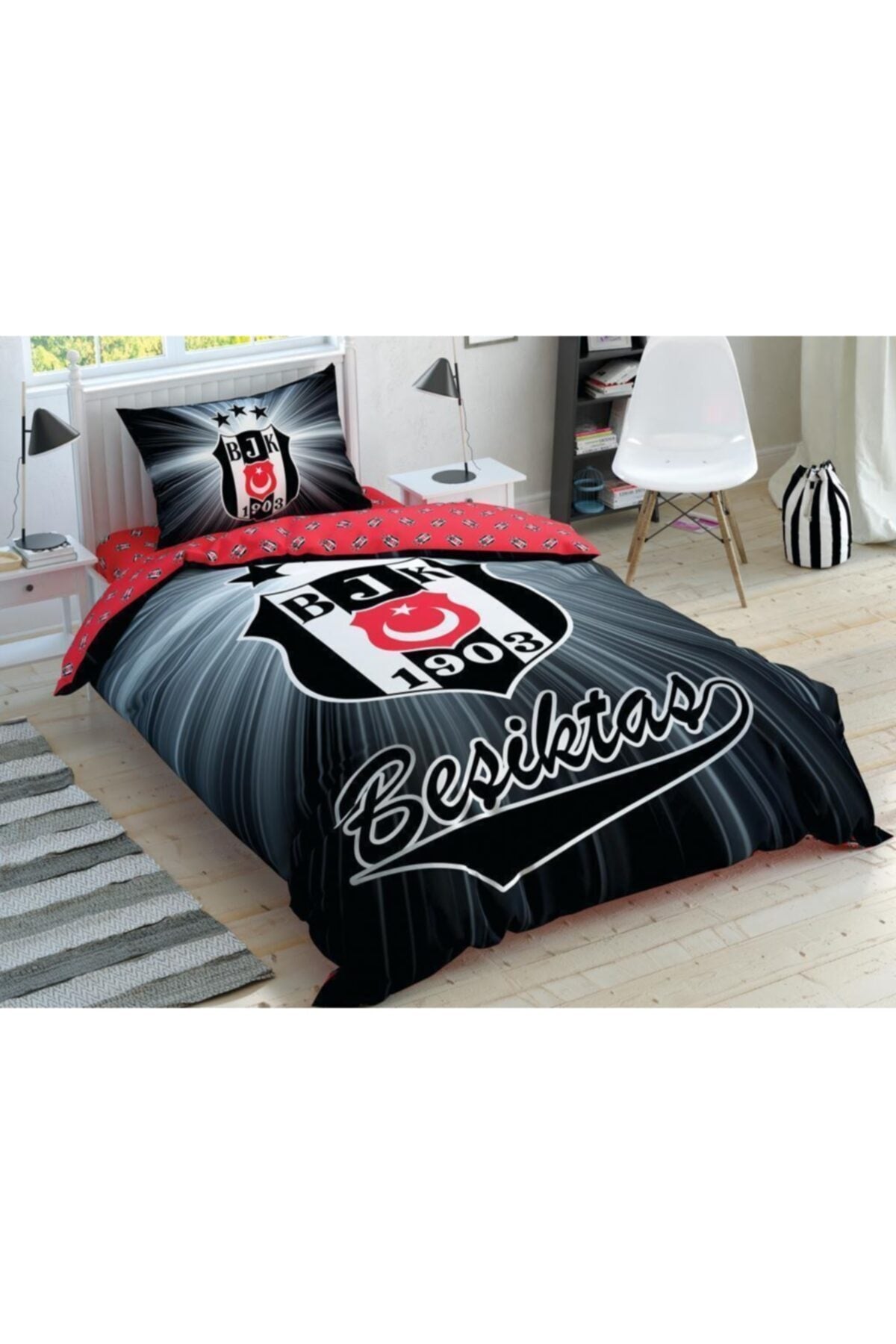 Licensed Duvet Cover Set Single Besiktas Light Glow