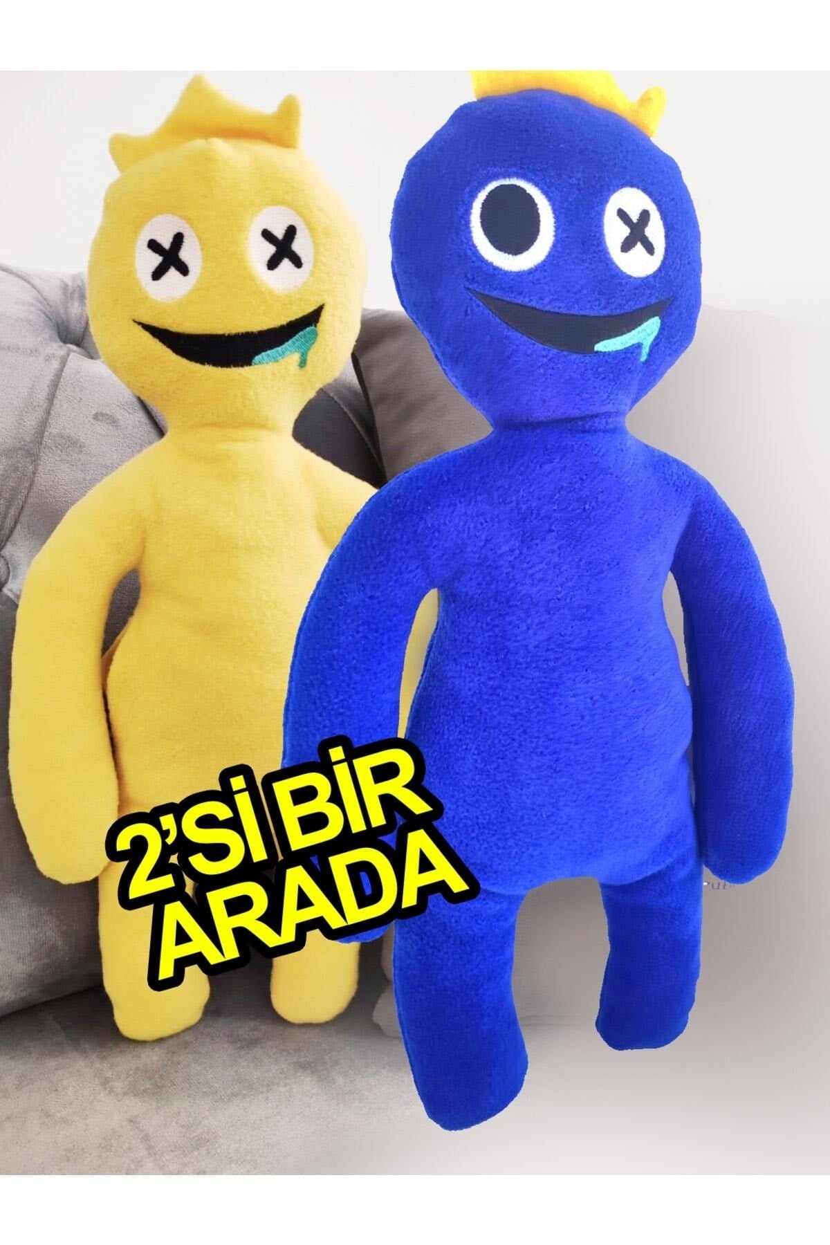 Roblox Rainbow Friends Blau-Gelbes Kronenmonster-Plüschtier - 45 cm - Blau-Gelb