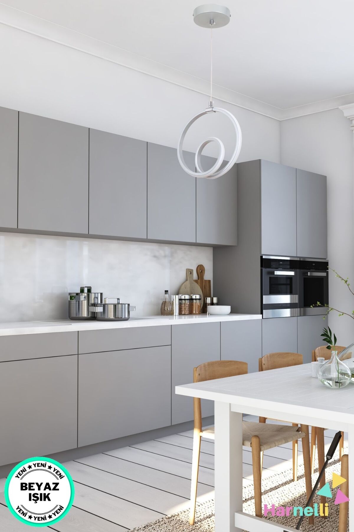 Hallway Living Room White Light Single Led Chandelier Gray