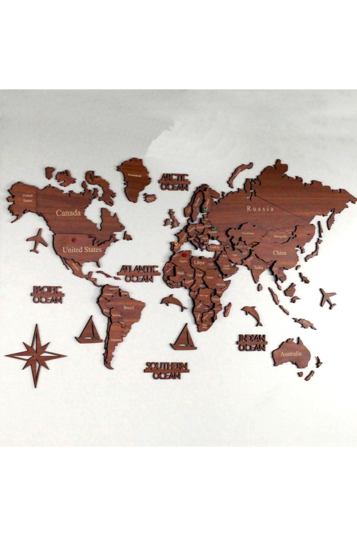 3D Wooden World Map, Wooden Wall Decor, Wall Painting, Real World Map - Swordslife