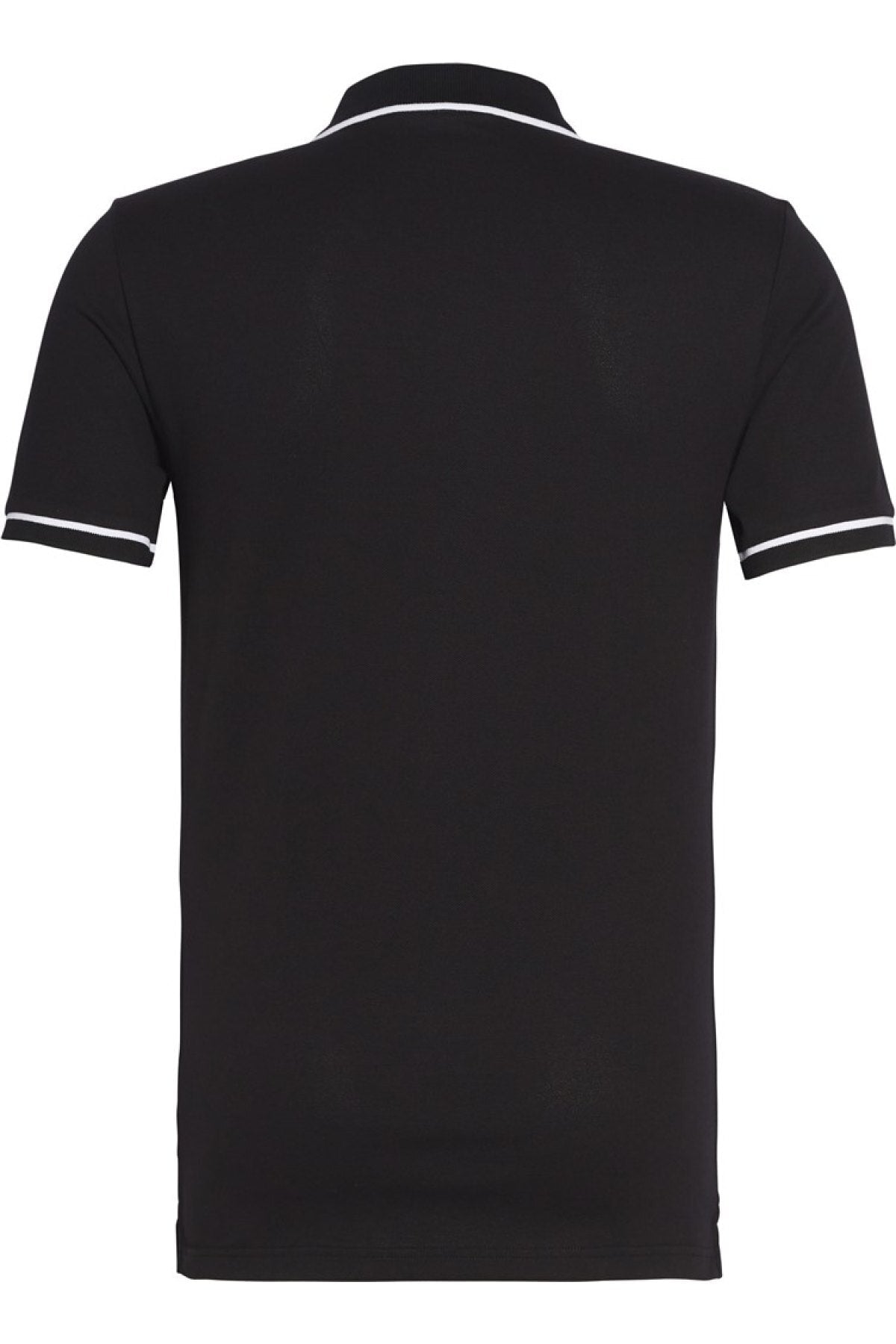 Men's Black Polo Collar T-shirt Tipping Slim Polo