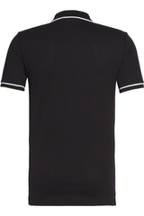 Men's Black Polo Collar T-shirt Tipping Slim Polo