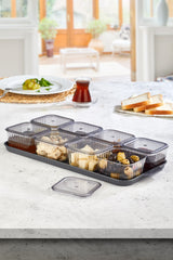 8 Square Compartments Covered Breakfast Set